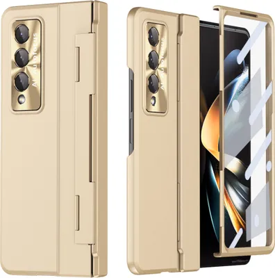 Produktbild von Galaxy Z Fold3 Hülle, Dünn Harte PC Scharnierschutz Schutzhülle mit Displayschutz für Samsung Galaxy Z Fold 3 5G Gold