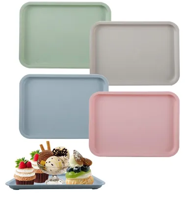 Kunststoff-Tablett 4er-Set, rechteckig, rutschfest, 24,5x17,5 cm