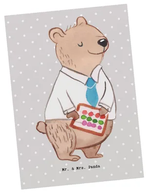 Produktbild von Mr. & Mrs. Panda Ansichtskarte Bankangestellter Herz - Grau Pastell - Geschenk, Grußkarte, Ansichtskarten, Bänker, Postkarte, Postkarten, Mathematiker, Kunstkarten