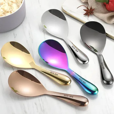Produktbild von Ergonomischer Reislöffel aus Edelstahl, antihaftbeschichtet, hitzebeständig und spülmaschinenfest, Servierlöffel, Küchenhelfer, Schwarz (C)