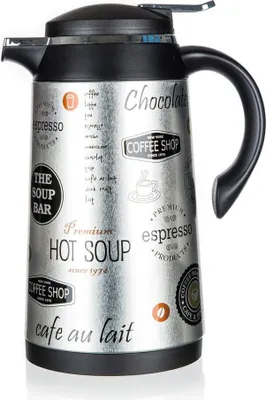 Obrázok produktu pre BANQUET Termoska nerezová CONTE 1 l, so sklenenou vložkou, dekor Coffee 1