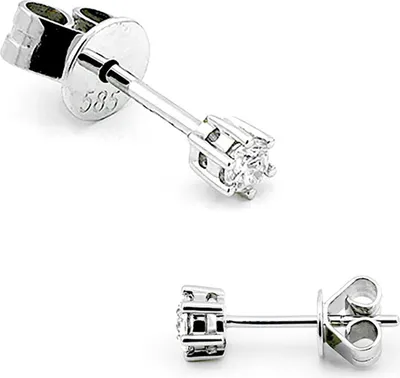 Produktbild von 585er Weißgold Diamanten Ohrstecker 6er Krappe - 0,10 ct.