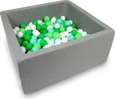 Obrázok produktu pre Guľôčkový bazén 90x90x40cm sivý - so 400 guľôčkami / biela, celadónová, mentolová, zelená