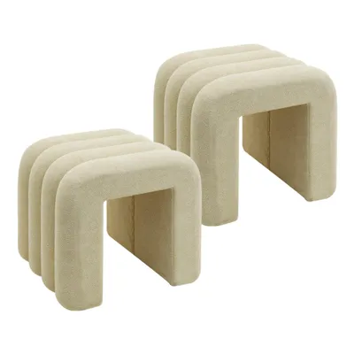 Immagine prodotto di Rebecca Mobili Sgabello Nikau 40x38x40 Tessuto poliestere MDF Beige Moderno SET 2 pezzi
