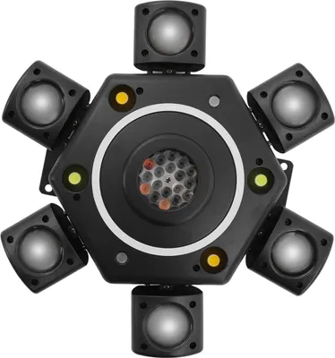Produktbild von 6-armige rotierende Bühnenleuchte - DJ Discolicht - DMX512 & Fernbedienung - AC 95–245V - Autonomer Betrieb - Schwarz
