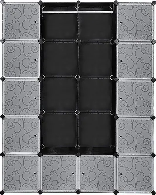 Zdjęcie produktu dla Aopunly 20 modułów – system regałowy do samodzielnego montażu, szafa na ubrania, szafa garderobiana, regał modułowy 142 x 37 x 180 cm, czarno-biały