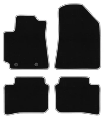 Produktbild von Fußmatten Automatten Velours Schwarz/Silber für Hyundai i10 III 2019- Set 4-tlg