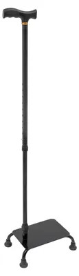 Image de Béquille de marche 2-en-1 - Béquille avec plateforme de support - Réglable en hauteur de 85 à 105 cm - Structure à quatre pieds - Capacité de charge jusqu'à 150 kg - Noir