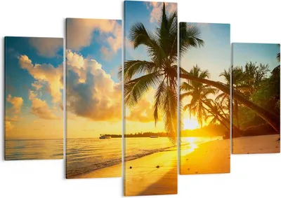 Produktbild von Bild auf Leinwand - Leinwandbild - Meer Strand Palme - 150x100cm - Wand Bild - Wanddeko - Leinwanddruck - Bilder - Kunstdruck - Wanddekoration - Leinwand bilder - Wandkunst - EA150x100-3922