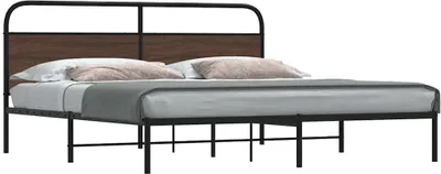 Obrázek produktu pro Maison Exclusive – kovová postel bez matrace, hnědá, vzhled dubového dřeva, 200 × 200 cm