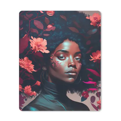 Produktbild von MuchoWow® Mauspad Mousepad Blumen - Frau - Porträt - Illustration 19x23 cm - Mousepads - Maus Mat - Pad - Mausunterlage - Mauspads - Spielen