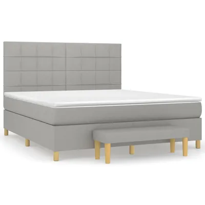 Produktbild von Boxspringbett mit Matratze Hellgrau 160x200 cm Stoff