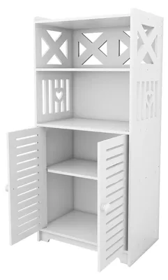 Obrázek produktu pro Koupelnová skříňka – úložná skříňka – otevřená přihrádka – 2 dvířka – PVC – 75 x 36 x 22 cm – bílá