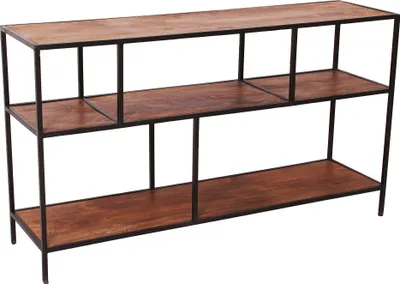 Produktbild von SIT Möbel Stand-Regal aus Mango-Holz | 3 lange Böden | Gestell Altmetall | natur-antikschwarz | B 130 x T 35 x H 75 cm | 09286-01 | Serie PANAMA