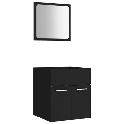 Image de vidaXL Ensemble de meubles de salle de bain 2 pièces noir en bois composite