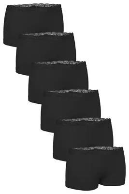 Produktbild von Fabio Farini - 6 Stück Damen Unterhosen - Microfaser Frauen Boxer Slip mit dezenter Spitze am Bund