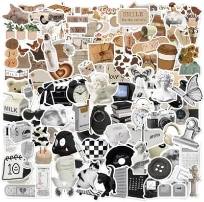 Productafbeelding van PromoHome® Retro sticker set – 121 unieke designs voor creatieve decoratie