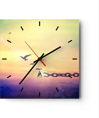 Produktbild von Wanduhr - Quadrat - Glasuhr - Vogel Natur Wiese - 40x40cm - Schleichendes Uhrwerk - Lautlos - zum Aufhängen bereit - Dekoration Modern - Wanddekoration aus Glas - C3AC40x40-3917