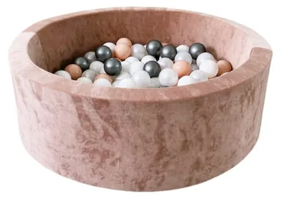 Image de MONIO for kids Piscine à balles en velours 90 cm beige + 200 balles