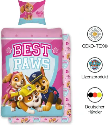 Produktbild von Bettwäsche Paw Patrol Mädchen 135x200 cm Wendemotiv Baumwolle  Standard 100 Deutsche Größe