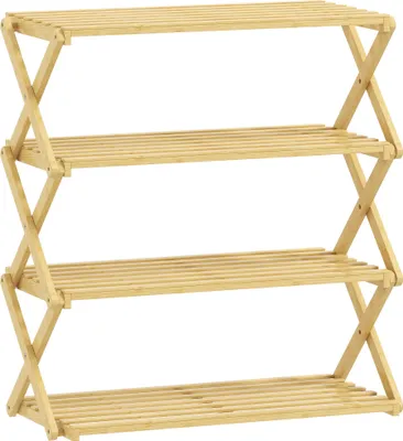 Produktbild von Schuhregal mit 4 Ebenen, Schuhablage aus Bambus,für bis zu 12 Paar Schuhe, für Eingang, Flur, 60 x 29 x 67 cm, Natur