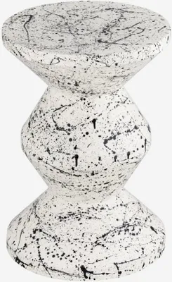 Produktbild von sweeek - Beistelltisch, Sofaende, Nachttisch aus emailliertem Stahl, gesprenkeltes Muster Ø 33 x H 47 cm - Schwarz
