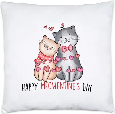 Produktbild von Happy Meowentine's Day Kissen Inkl Füllung Valentinstag Katzenbesitzer Cat Fans Geschenkidee Liebe Couple