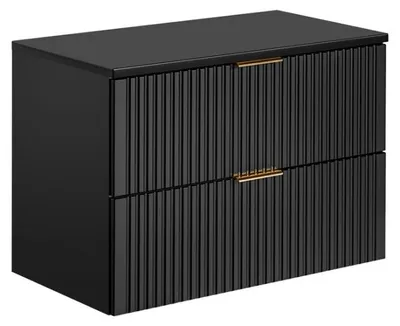 Image de Meuble sous vasque NOXERA 80 cm – Noir mat – 2 tiroirs + plan pour vasque