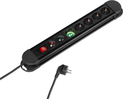 Produktbild von ViVanco™34430, 1,4 m, Schwarz, 6 AC-Ausgänge, 16 A, Schwarz, 450 mm