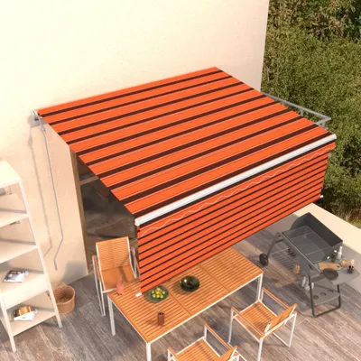 Obrázok produktu pre Maison Exclusive – automaticky zasúvateľná markíza s volánom, 4,5 x 3 m, oranžová a hnedá