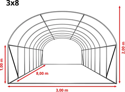 Produktbild von TOOLPORT Foliengewächshaus Gewächshaus 3x8m stabil & langlebig mit Fenster - reißfeste PE Plane 180g/m² weiß transparent