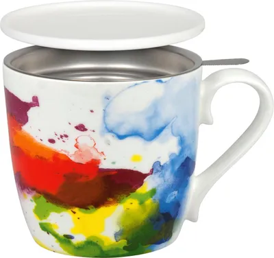 Produktbild von KÖNITZ 115S571694 Becher On colour - Flow 425 ml mit Sieb und Deckel, Bone China Porzellan