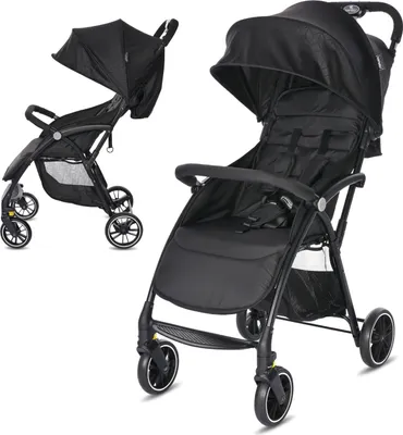 Produktbild von Lorelli Kinderwagen Fresh, Sport Buggy klein zusammenklappbar, nur 5,9kg, kompakter Sportsitz bis 22kg, Baby Reisebuggy, schwarz