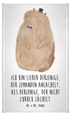 Produktbild von Mr. & Mrs. Panda Handtuch Murmeltier - Weiß - Geschenk, Anstand, baumwolle, Freundlichkeit, Respekt, Frotteehandtuch, Fröhlichkeit, Klein, Lustige Sprüche, gäste wc