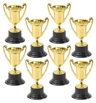 Immagine prodotto di Trofei: Premio d'oro - Mini trofei - 10 pezzi - Premi per i vincitori - Regali per feste - Adatti a bambini e adulti - Resistenti e sicuri - Coppe