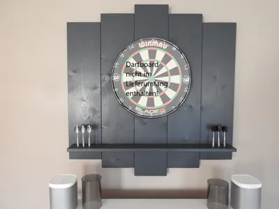 Produktbild von WOODEN Dartboard Surround | Anthrazit | OHNE Tablet Halter | Premium Dart-Wandschutz & Tablet-Halter (Catchring, Backboard)