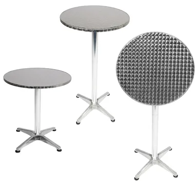 Image de 2 tables de bistrot rondes argent Ø60cm H70/110cm hauteur réglable