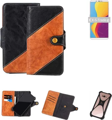 Produktbild von K-S-Trade Handyhülle Schutzhülle Bookstyle Case Wallet-Case kompatibel mit Huawei Y6s Handy Cover Bumper Klapphülle schwarz hellbraun 1x