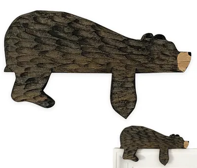 Holz-Türstopper Bärenform, braun, rustikal