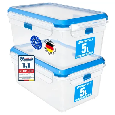 Produktbild von ATHLON TOOLS 2x 5L Frischhaltedosen-Set in Gastro-Qualität - 100% luftdicht und auslaufsicher -40 bis +100 Grad - für alle Lebensmittel - BPA-frei