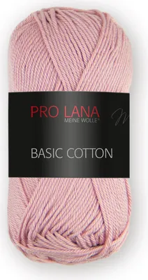A ball of pink yarn with a black label.