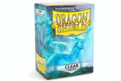 A product box for Dragon Shield card sleeves, featuring a dragon illustration.