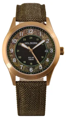Produktbild von Holzkern Solaruhr für Damen und Herren Wildlight Moos/Goldfarben