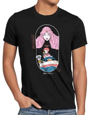 Produktbild von Herren T-Shirt Ponyo Regular Fit aus Baumwolle mit originellem Vintage-Druck