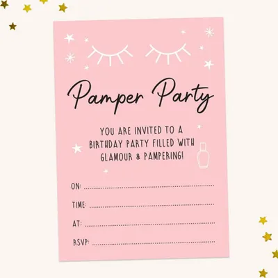 Einladungskarten Schönheits-Pamper-Party, 10 Stück mit Umschlägen
