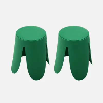 Produktbild von sweeek - 2er-Set stapelbare Hocker mit Kunstleder - Grün