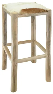Produktbild von vidaXL Barhocker Ziegenleder und Teak Massivholz