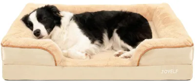 Orthopädisches Hundesofa, Schaumstoffbett, 90x66x18 cm, Khaki, waschbar