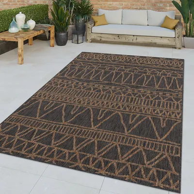 Produktbild von TT Home In-& Outdoor Teppich Wohnzimmer Wetterfest Balkon Flachgewebe Ethno Motiv Größe 160x220 cm