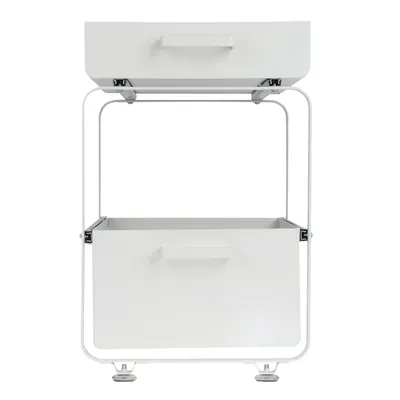 Image de étagère de cuisine à 2 niveaux avec 2 paniers coulissants Étagère pour élément bas Étagère à épices blanche